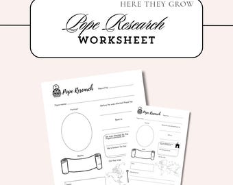 Pope Research Worksheet: Catholic History Printable Activity