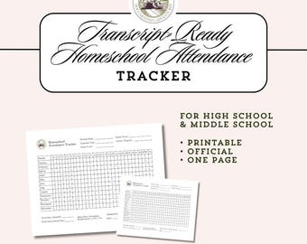 Homeschool Attendance Tracker | Transcript Ready Ledger (PDF)