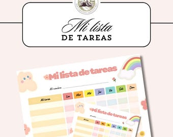 Lista de Tareas Semanal para Niños / Rastreador de Quehaceres