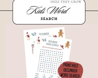 December Kids Word Search: Printable Winter Activity (PDF/JPEG)