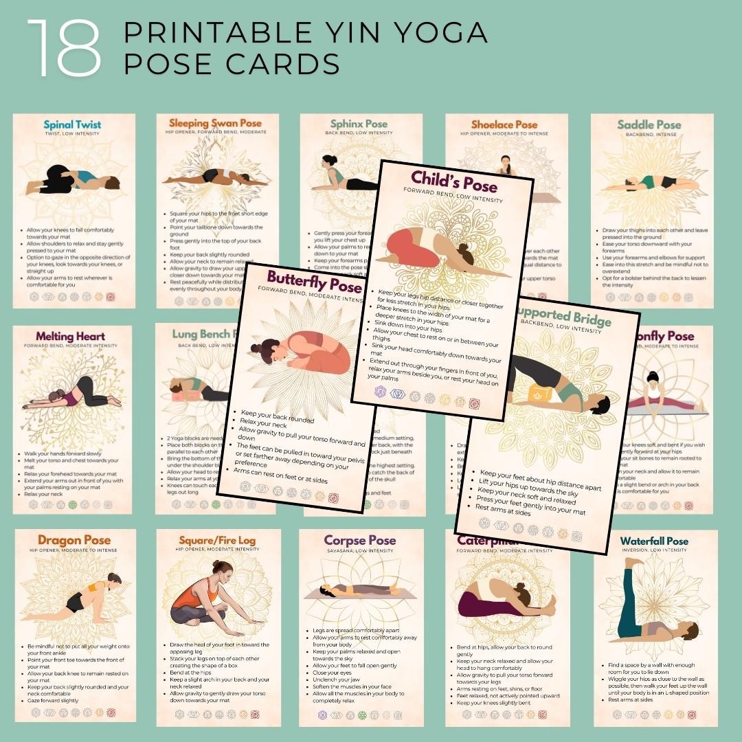 Yin Yoga Cards, Yin Yoga Flash Cards, Yoga Pose Printable Cards ...