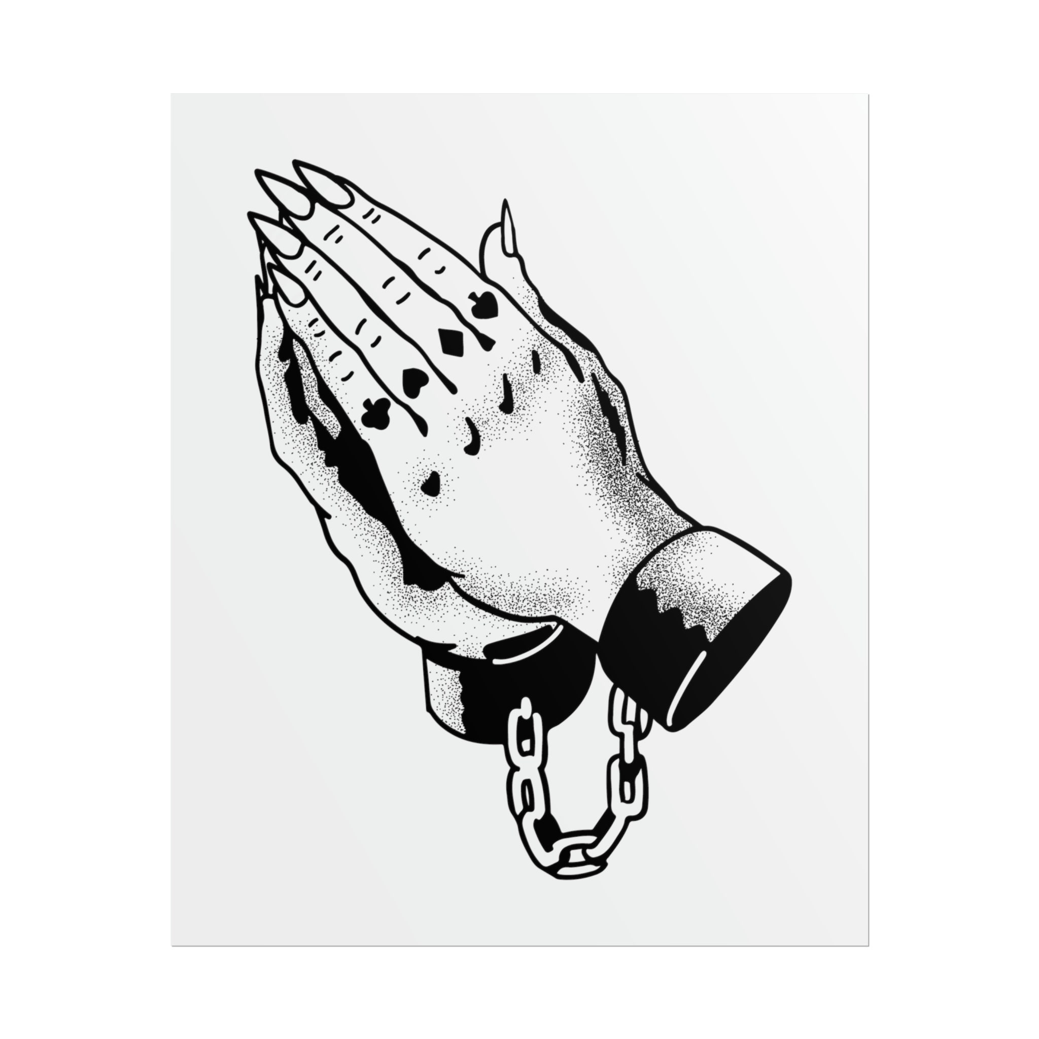 Praying Hands Tattoo Style Print, 9x11in A4 Poster, Tattoo Praying Hands Tattoo Style Print, 9x11in A4 Poster, Tattoo