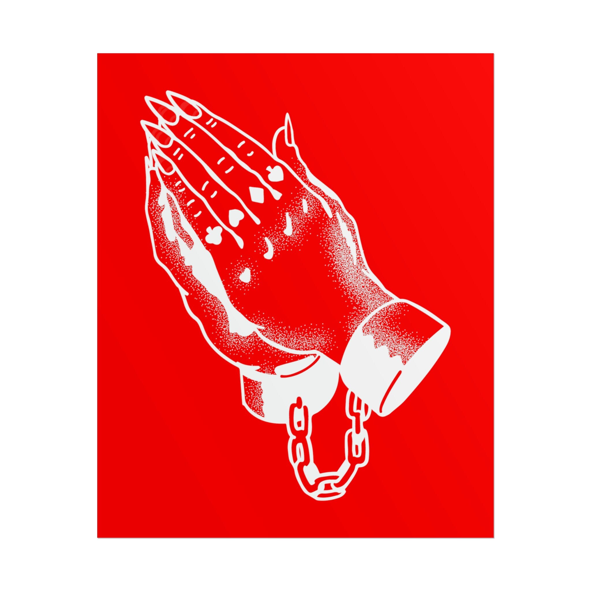 Praying Hands Tattoo Style Print, 9x11in A4 Poster, Tattoo Praying Hands Tattoo Style Print, 9x11in A4 Poster, Tattoo