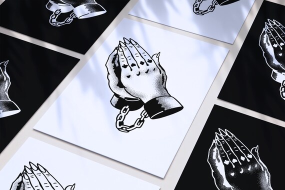 TATTOO FLASH POSTER【 Praying Hands 】