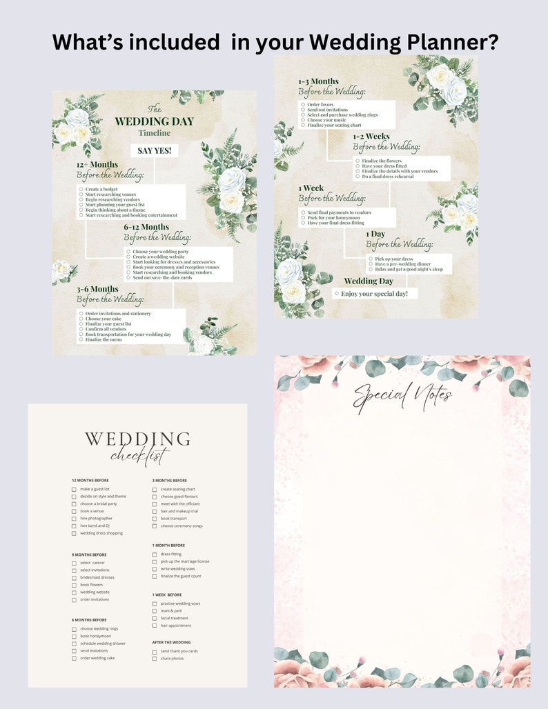 175 + Pages Wedding Planner and Keepsake Bundle, Planning Journaling and Keepsake, Wedding List ...