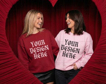 Light Pink Gildan 18000 Sweatshirt Valentines Day Mockup G18000 Lifestyle Mock Up Pinterest Aesthetic Influencer Mockup Trendy Oversized Y2k