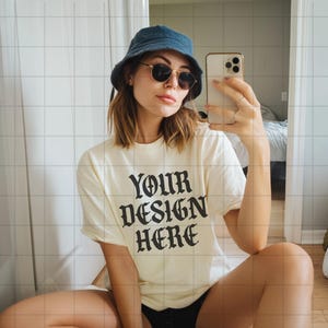 Ivory Comfort Colors 1717 Mockup C1717 Lifestyle Mock Tshirt Streetwear Mockup Pinterest Aesthetic Influencer Mockup Trendy Y2k Summer Shirt
