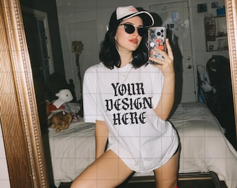 White Comfort Colors 1717 Mockup C1717 Lifestyle Mock Tshirt Streetwear Mockup Pinterest Aesthetic Influencer Mockup Trendy Y2k Summer Shirt