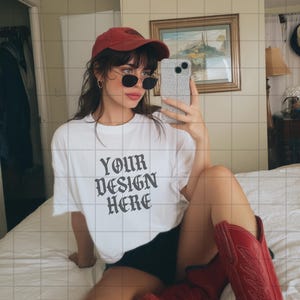 White Comfort Colors 1717 Mockup C1717 Lifestyle Mock Tshirt Streetwear Mockup Pinterest Aesthetic Influencer Mockup Trendy Y2k Summer Shirt