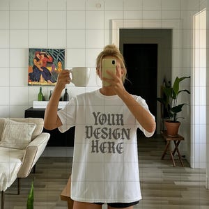 White Comfort Colors 1717 Mockup C1717 Lifestyle Mock Tshirt Streetwear Mockup Pinterest Aesthetic Influencer Mockup Trendy Y2k Summer Shirt