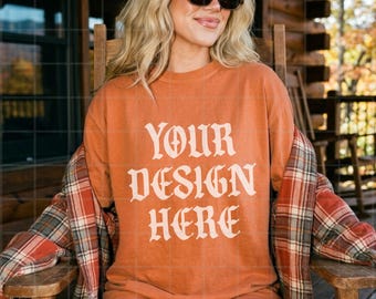 Yam Comfort Colors 1717 Tshirt Mockup Halloween C1717 Fall Lifestyle Mock Up Streetwear Pinterest Aesthetic Influencer Mockup Trendy Y2k