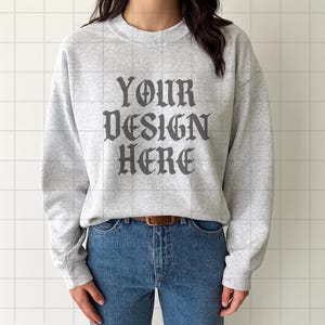 Sport Grey Gildan 18000 Sweatshirt Mockup G18000 Lifestyle Mock Streetwear Mock up Pinterest Aesthetic Influencer Mockup Trendy Oversized