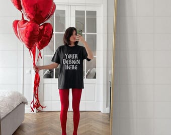 Black Comfort Colors 1717 Mockup C1717 Valentines Lifestyle Mock Tshirt Streetwear Mockup Pinterest Aesthetic Influencer Mockup Trendy Y2k