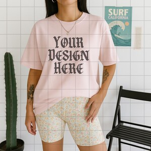Blossom Comfort Colors 1717 Mockup C1717 Lifestyle Mock Tshirt Streetwear Mockup Pinterest Aesthetic Influencer Mockup Trendy Y2k Summer Tee