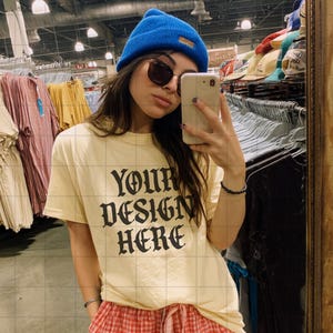 Ivory Comfort Colors 1717 Mockup C1717 Lifestyle Mock Tshirt Streetwear Mockup Pinterest Aesthetic Influencer Mockup Trendy Y2k Summer Shirt