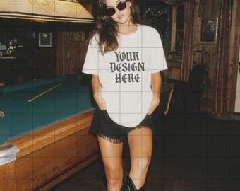 White Comfort Colors 1717 Mockup C1717 Lifestyle Mock Tshirt Streetwear Mockup Pinterest Aesthetic Influencer Mockup Trendy Y2k Western Mock