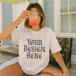 White Comfort Colors 1717 Mockup C1717 Lifestyle Mock Tshirt Streetwear Mockup Pinterest Aesthetic Influencer Mockup Trendy Y2k Summer Shirt