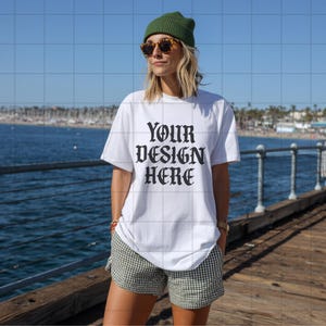 White Comfort Colors 1717 Mockup C1717 Lifestyle Mock Tshirt Streetwear Mockup Pinterest Aesthetic Influencer Mockup Trendy Y2k Summer Shirt