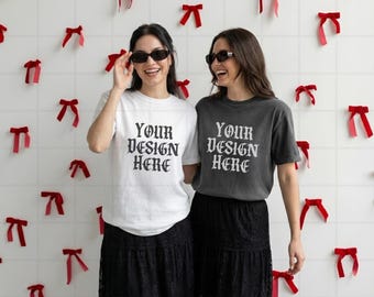 White Comfort Colors 1717 Mockup C1717 Valentines Lifestyle Mock Tshirt Streetwear Mockup Pinterest Aesthetic Influencer Mockup Trendy Y2k