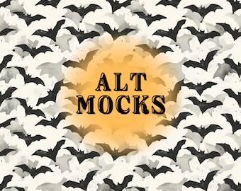 Spooky Seamless Pattern Goth PNG File Halloween Bats Digital Paper Gothic Repeating Art Print Black Cottagecore Witch Cryptids Aesthetic