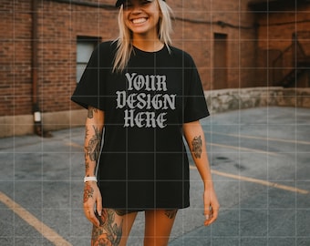 Black Comfort Colors 1717 Mockup C1717 Lifestyle Mock Tshirt Streetwear Mockup Pinterest Aesthetic Influencer Mockup Trendy Y2k Summer Shirt