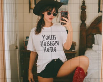 White Comfort Colors 1717 Mockup C1717 Lifestyle Mock Tshirt Streetwear Mockup Pinterest Aesthetic Influencer Mockup Trendy Y2k Summer Shirt