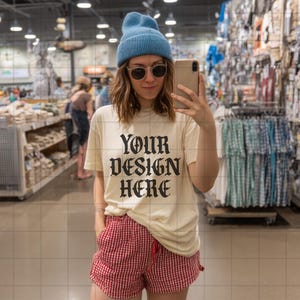 Ivory Comfort Colors 1717 Mockup C1717 Lifestyle Mock Tshirt Streetwear Mockup Pinterest Aesthetic Influencer Mockup Trendy Y2k Summer Shirt