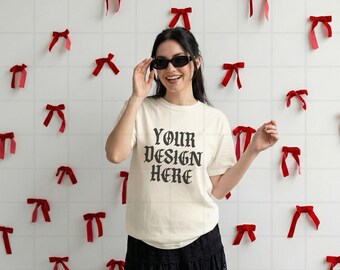 Ivory Comfort Colors 1717 Mockup Valentines C1717 Lifestyle Mock Tshirt Streetwear Mockup Pinterest Aesthetic Influencer Mockup Trendy Y2k