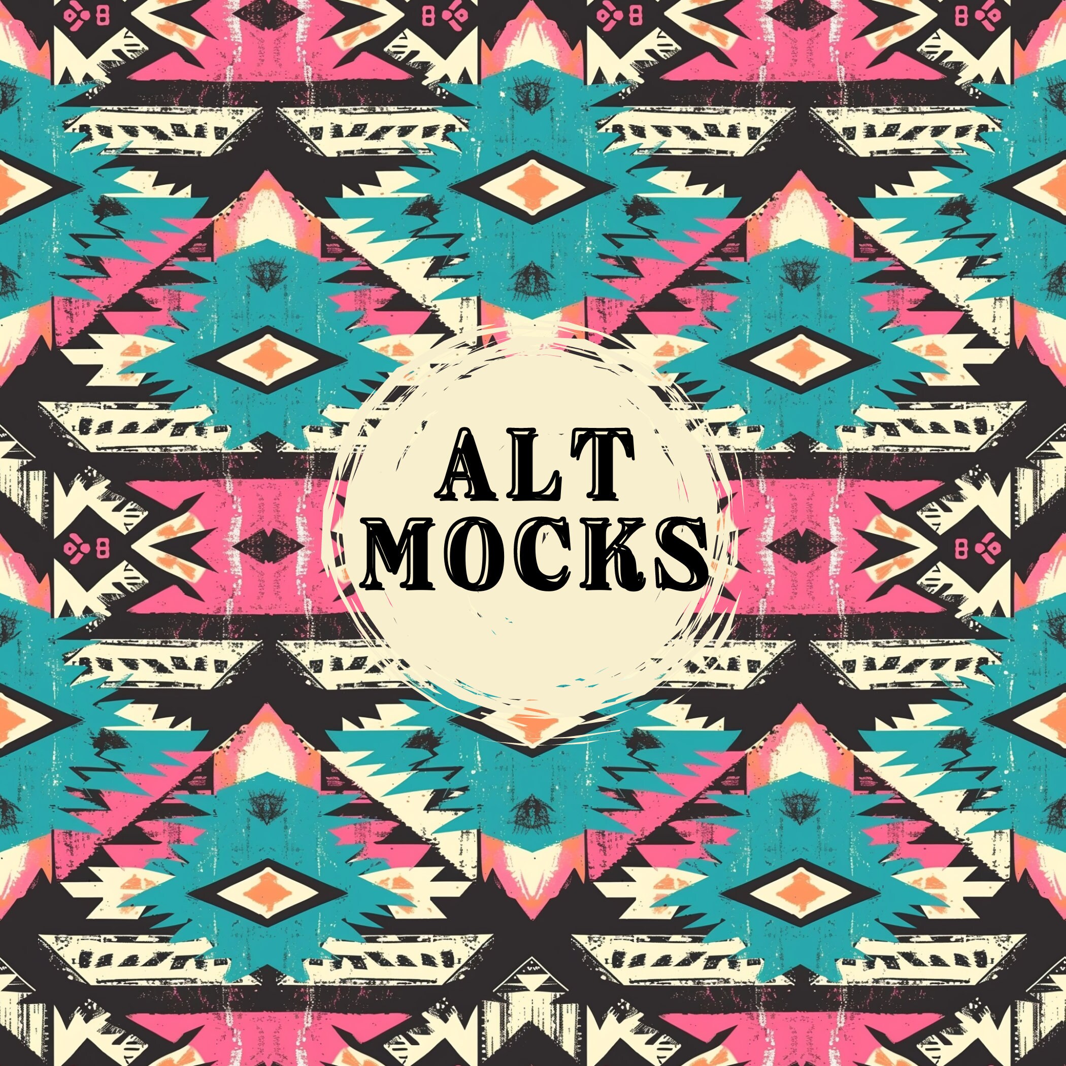 Aztec Turquoise and Pink Southwestern Seamless Pattern