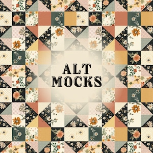 Cottagecore Earthy Boho Patchwork Quilt Patrón sin costuras PNG Archivo Granja Acolchado Colorblocking Digital Paper Stitch Arte popular repetible