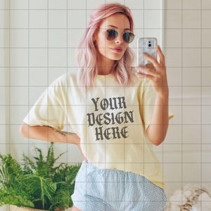 Banana Comfort Colors 1717 Mockup C1717 Lifestyle Mock Tshirt Streetwear Mockup Pinterest Aesthetic Influencer Mockup Trendy Y2k Summer Top