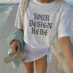 White Comfort Colors 1717 Mockup C1717 Lifestyle Mock Tshirt Streetwear Mockup Pinterest Aesthetic Influencer Mockup Trendy Y2k Summer Shirt