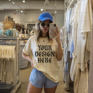 Ivory Comfort Colors 1717 Mockup C1717 Lifestyle Mock Tshirt Streetwear Mockup Pinterest Aesthetic Influencer Mockup Trendy Y2k Summer Shirt