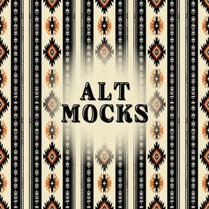 May include: A seamless pattern featuring black, orange, and white geometric shapes. The pattern consists of vertical stripes with a diamond pattern in the centre of each stripe. The text "ALT MOCKS" is in the centre of the image.