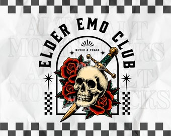 Elder Emo Kid PNG Blegh Goth Alt Design POD Sublimation Design Trendy Tattoo Flash Design Arquivo Download digital Imprimir design de camisa popular
