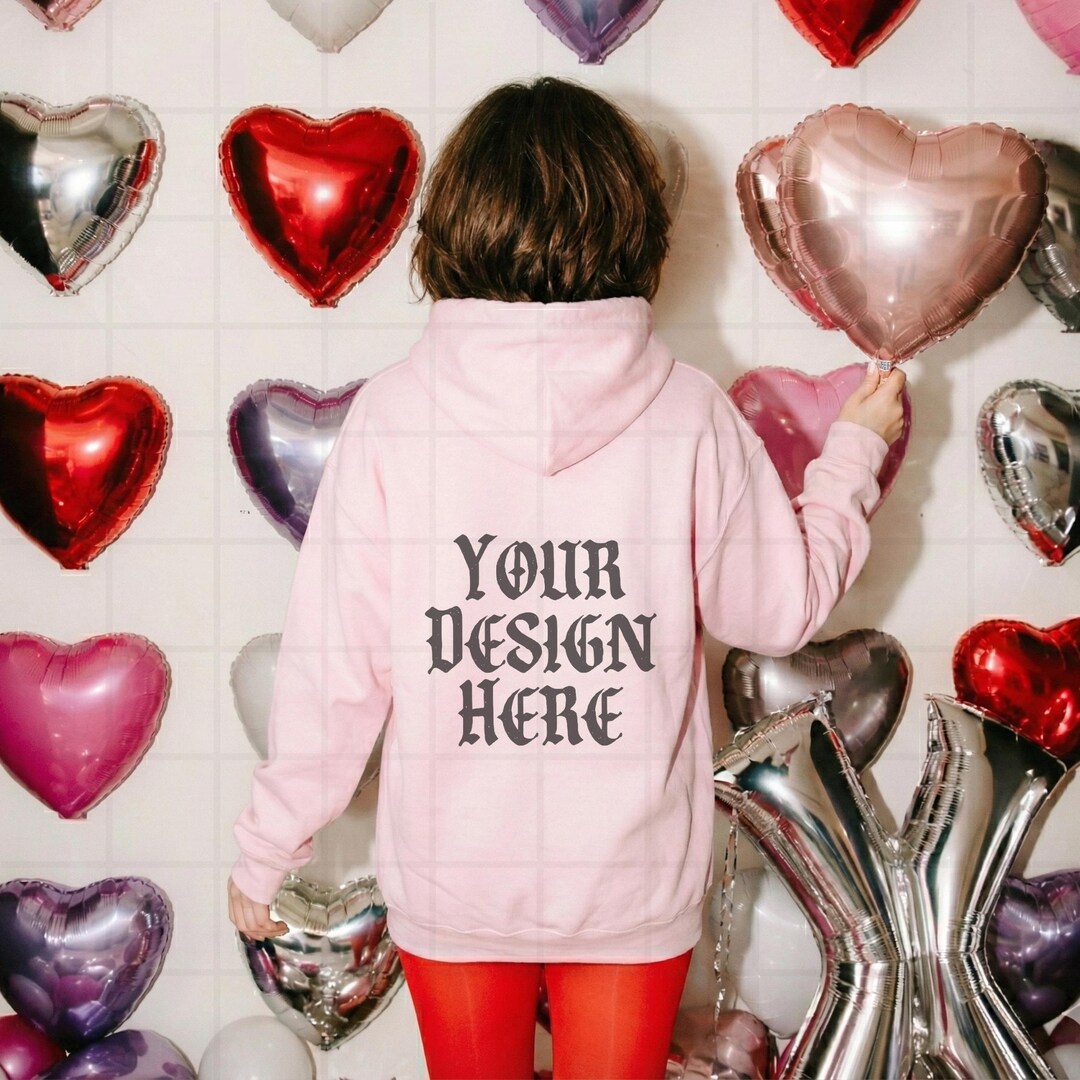 Light Pink Gildan 18500 Hoodie Valentines G1850 Sweatshirt Mockup Back ...