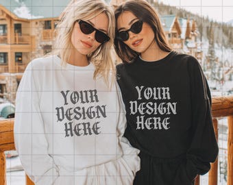 Bachelorette Mockup White Gildan 18000 Sweatshirt Black Mockup Bridal Lifestyle Mock Up Group Shirt Aesthetic Influencer Trendy Bach Party