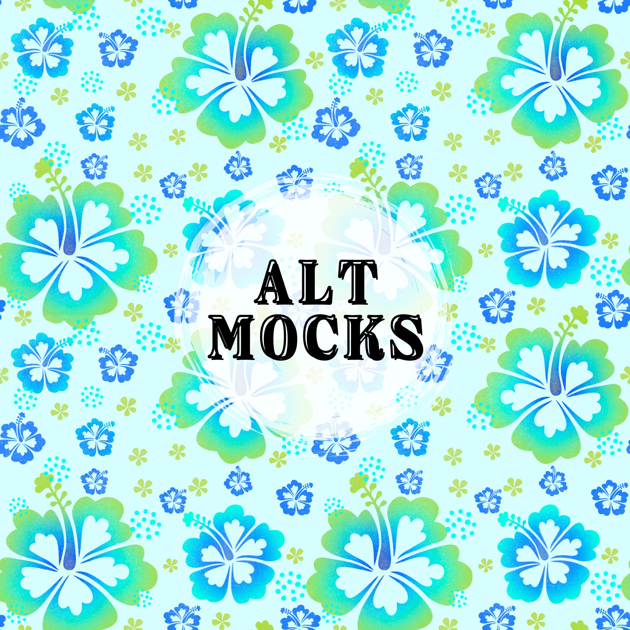 Hibiscus Flower Hawaiian Seamless Pattern PNG Trendy Colorblocking