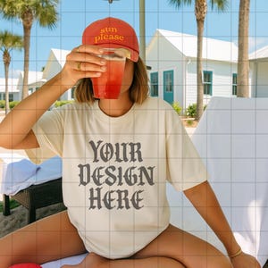 Ivory Comfort Colors 1717 Mockup C1717 Lifestyle Mock Tshirt Streetwear Mockup Pinterest Aesthetic Influencer Mockup Trendy Y2k Summer Shirt