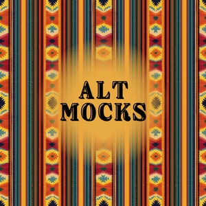 Puede incluir: Un patrón de rayas coloridas con un esquema de colores amarillo, naranja, rojo, azul y verde. El texto "ALT MOCKS" se superpone al patrón.