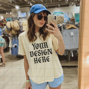 Ivory Comfort Colors 1717 Mockup C1717 Lifestyle Mock Tshirt Streetwear Mockup Pinterest Aesthetic Influencer Mockup Trendy Y2k Summer Shirt