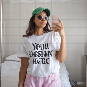 White Comfort Colors 1717 Mockup C1717 Lifestyle Mock Tshirt Streetwear Mockup Pinterest Aesthetic Influencer Mockup Trendy Y2k Summer Shirt