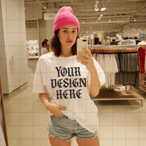 White Comfort Colors 1717 Mockup C1717 Lifestyle Mock Tshirt Streetwear Mockup Pinterest Aesthetic Influencer Mockup Trendy Y2k Summer Shirt