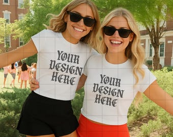 White Gildan 5000b Mockup Y2K Baby Tee Mockup Lifestyle Mock Up Tshirt Sorority Mockup Pinterest Aesthetic Influencer Mock Trendy Crop Top