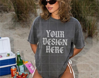Pepper Comfort Colors 1717 Tshirt Mockup Summer C1717 Lifestyle Mock Up Streetwear Pinterest Aesthetic Influencer Mockup Trendy Y2k Shirt