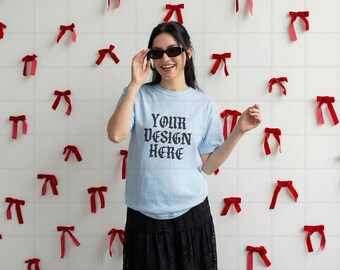 Chambray Comfort Colors 1717 Mockup Valentine C1717 Lifestyle Mock Tshirt Streetwear Mockup Pinterest Aesthetic Influencer Mockup Trendy Y2k