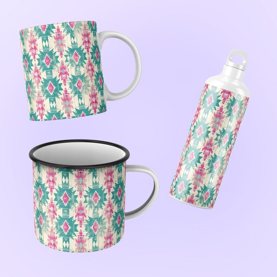Aztec Turquoise and Pink Southwestern Seamless Pattern