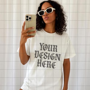 White Comfort Colors 1717 Mockup C1717 Lifestyle Mock Tshirt Streetwear Mockup Pinterest Aesthetic Influencer Mockup Trendy Y2k Summer Shirt