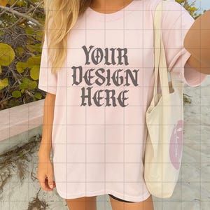 Blossom Comfort Colors 1717 Mockup C1717 Lifestyle Mock Tshirt Streetwear Mockup Pinterest Aesthetic Influencer Mockup Trendy Y2k Summer Tee