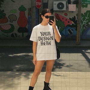 White Comfort Colors 1717 Mockup C1717 Lifestyle Mock Tshirt Streetwear Mockup Pinterest Aesthetic Influencer Mockup Trendy Y2k Summer Shirt